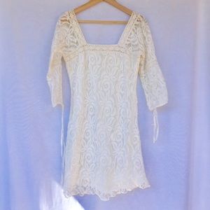 Solitaire Square Neck Crochet Dress